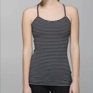 Lululemon Athletica Black and White Striped Tank Top